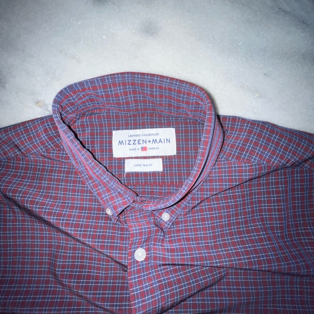Mizzen+Main Red and White Casual Button Down Shirt - Picture 2 of 5
